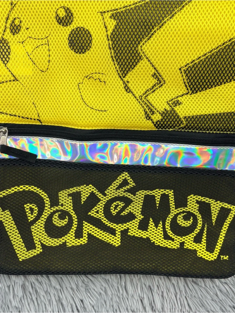 Pokemon Drawstring Backpack Zippered Pouch Brand New Gaming School Pikachu